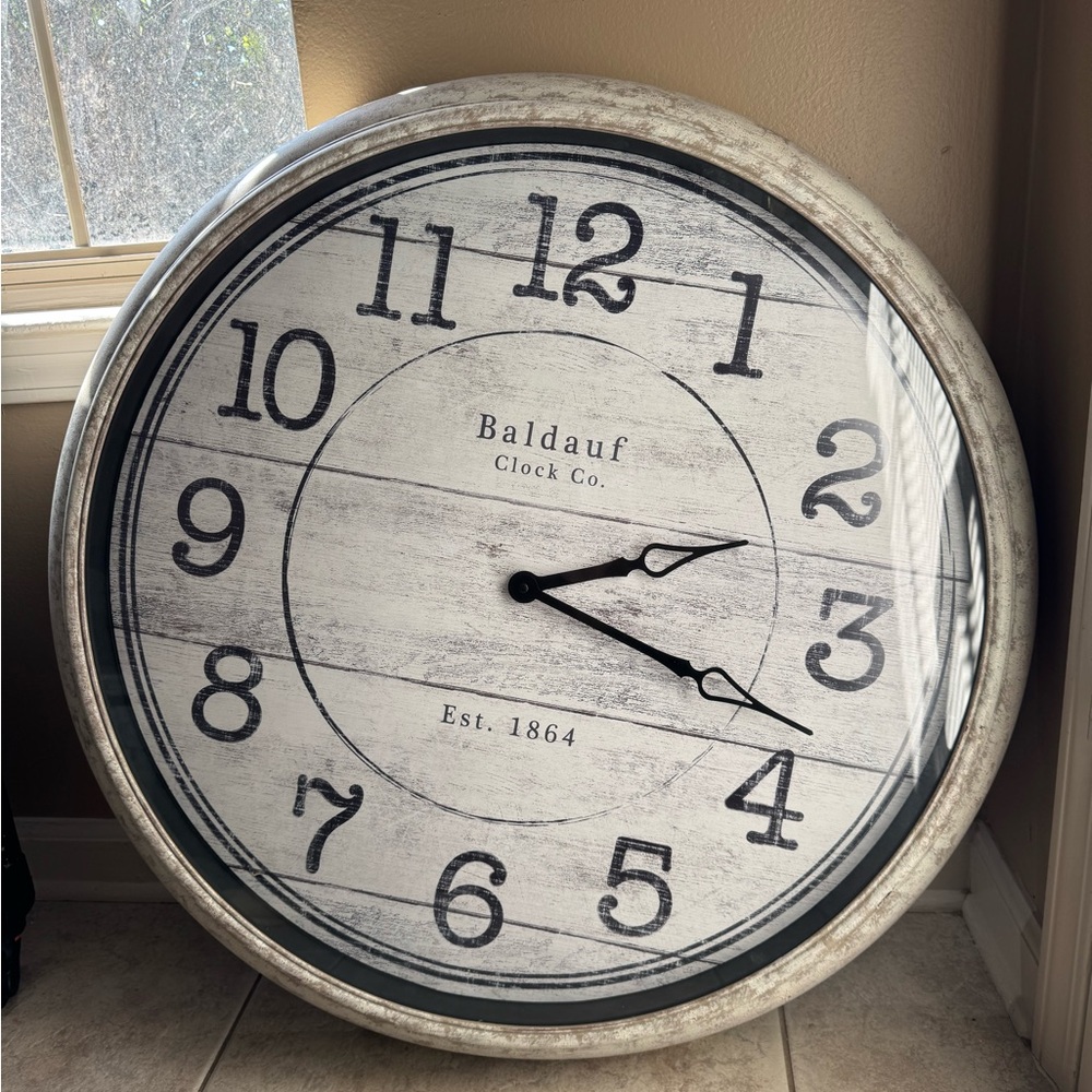 Large Round Wall Clock in White and Black